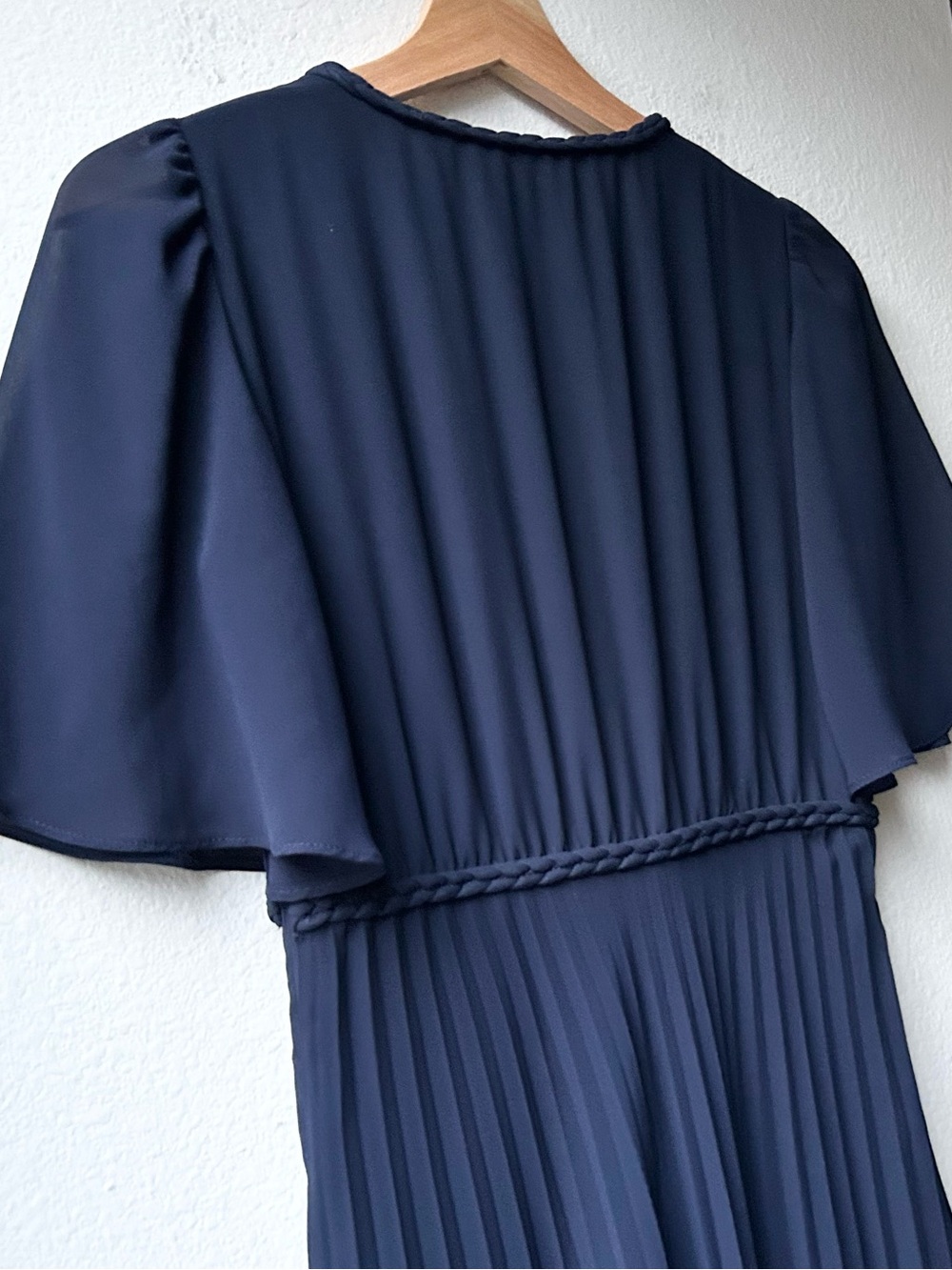 Sezane Robe FLORENCIA Pleated DRESS Navy Blue Sz 2 - Picture 8 of 12